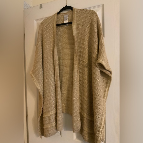 Chico's Gold Crochet Knit Ruana - Picture 1 of 5